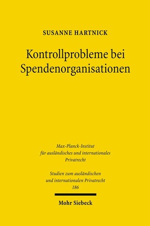 Kontrollprobleme bei Spendenorganisationen von Hartnick,  Susanne