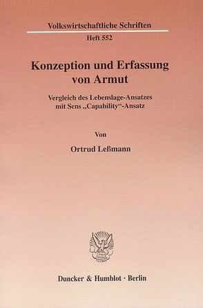 Konzeption und Erfassung von Armut. von Leßmann,  Ortrud