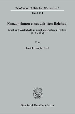 Konzeptionen eines „dritten Reiches“. von Elfert,  Jan Christoph