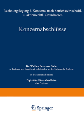 Konzernabschlüsse von Busse von Colbe,  Walther