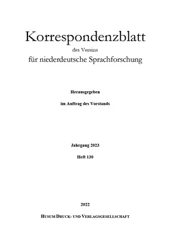 Korrespondenzblatt des Vereins für niederdeutsche Sprachforschung