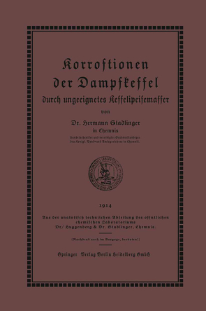 Korrosionen der Dampfkessel von Stadlinger,  Hermann