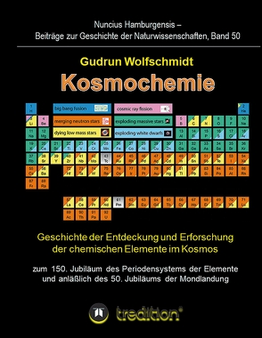 Kosmochemie – Geschichte der Entdeckung und Erforschung der chemischen Elemente im Kosmos zum 150. Jubiläum des Periodensystems der Elemente (PSE, 1869) und anläßlich des 50. Jubiläums der Mondlandung von Wolfschmidt (Herausgeber),  Gudrun