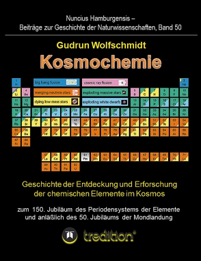 Kosmochemie – Geschichte der Entdeckung und Erforschung der chemischen Elemente im Kosmos zum 150. Jubiläum des Periodensystems der Elemente (PSE, 1869) und anläßlich des 50. Jubiläums der Mondlandung von Wolfschmidt (Herausgeber),  Gudrun