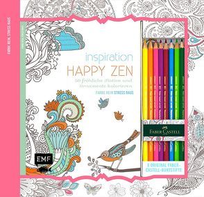 Kreativ-Set Farbe rein, Stress raus: Inspiration Happy Zen: 50 fröhliche Motive und Ornamente kolorieren von Edition Michael Fischer