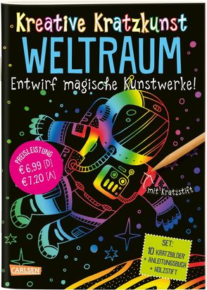 Kreative Kratzkunst: Weltraum: Set mit 10 Kratzbildern, Anleitungsbuch und Holzstift von Poitier,  Anton