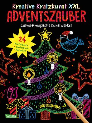 Kreative Kratzkunst XXL: Adventszauber: Set mit 24 Kratzbildern, Anleitungsbuch und Holzstift von Dolinger,  Igor, Mildner,  Christine