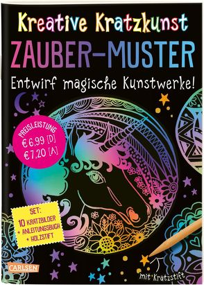 Kreative Kratzkunst: Zauber-Muster: Set mit 10 Kratzbildern, Anleitungsbuch und Holzstift von Poitier,  Anton