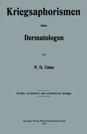 Kriegsaphorismen eines Dermatologen von Unna,  Paul Gerson