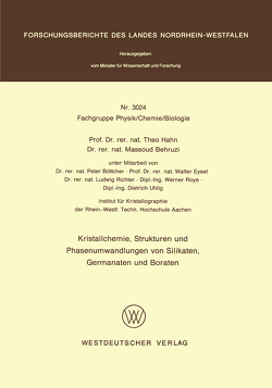 Kristallchemie, Strukturen und Phasenumwandlungen von Silikaten, Germanaten und Boraten von Hahn,  Theo