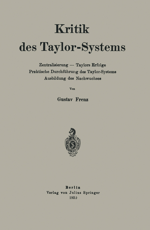 Kritik des Taylor-Systems von Frenz,  Gustav