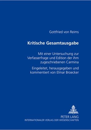 Kritische Gesamtausgabe von Broecker,  Elmar