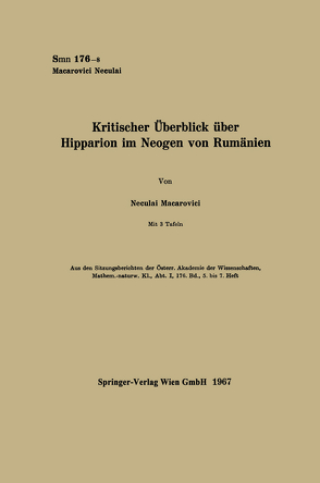 Kritischer Überblick über Hipparion im Neogen von Rumänien von Macarovici,  Neculai