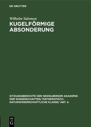 Kugelförmige Absonderung von Salomon,  Wilhelm