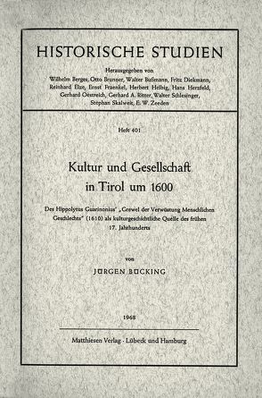 Kultur und Gesellschaft in Tirol um 1600 von Bücking,  Jürgen