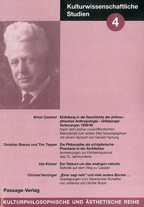 Kulturwissenschaftliche Studien 4 von Cassirer,  Ernst, Hartinger,  Christel, Hartung,  Gerald