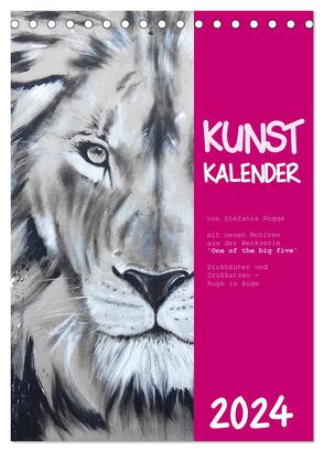 Kunstkalender Dickhäuter und Großkatzen – Auge in Auge (Tischkalender 2024 DIN A5 hoch), CALVENDO Monatskalender von Rogge,  Stefanie