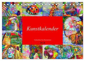 Kunstkalender. Farbenfrohe Tier-Illustrationen (Tischkalender 2024 DIN A5 quer), CALVENDO Monatskalender von Hurley,  Rose