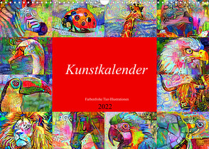 Kunstkalender. Farbenfrohe Tier-Illustrationen (Wandkalender 2022 DIN A3 quer) von Hurley,  Rose