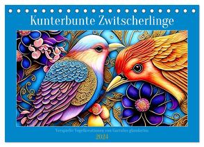 Kunterbunte Zwitscherlinge (Tischkalender 2024 DIN A5 quer), CALVENDO Monatskalender von glandarius,  Garrulus