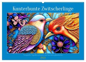 Kunterbunte Zwitscherlinge (Wandkalender 2024 DIN A2 quer), CALVENDO Monatskalender von glandarius,  Garrulus