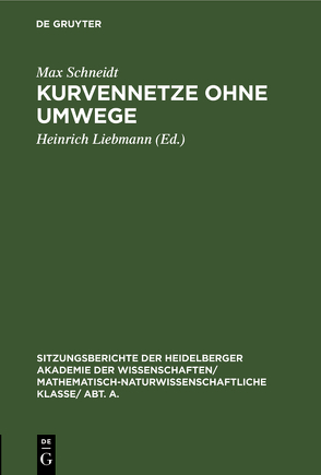 Kurvennetze ohne Umwege von Liebmann,  Heinrich, Schneidt,  Max