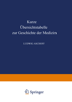 Kurze Übersichtstabelle zur Geschichte der Medizin von Aschoff,  Ludwig, Diepgen,  Paul