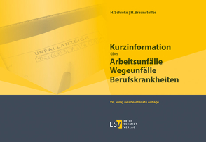 Kurzinformation über Arbeitsunfälle Wegeunfälle Berufskrankheiten von Braunsteffer,  Heike, Schieke,  Heinz, Schudmann,  Jörg