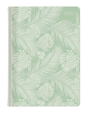 Ladytimer Grande Deluxe Pastel Mint 2020 – Taschenplaner – Taschenkalender A5 – Tucson Einband – Motivprägung Blätter – Weekly – 128 Seiten von ALPHA EDITION