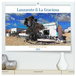 Lanzarote & La Graciosa – Im Stil von Vicent van Gogh (hochwertiger Premium Wandkalender 2024 DIN A2 quer), Kunstdruck in Hochglanz von Balan,  Peter