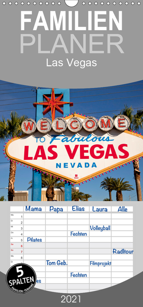 Las Vegas – Familienplaner hoch (Wandkalender 2021 , 21 cm x 45 cm, hoch) von Schickert,  Peter