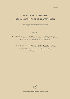 Lastenhubschrauber L-41 und L-51 für 4000 kg Nutzlast von Dathe,  H., Georgi,  H., Just,  W., Reichert,  G.