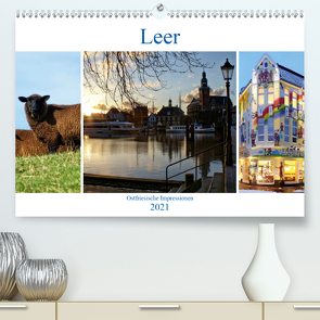 Leer – Ostfriesische Impressionen 2021 (Premium, hochwertiger DIN A2 Wandkalender 2021, Kunstdruck in Hochglanz) von Hebgen,  Peter
