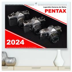 Legendäre Kameras der Marke Pentax (hochwertiger Premium Wandkalender 2024 DIN A2 quer), Kunstdruck in Hochglanz von Prescher,  Werner