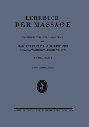 Lehrbuch der Massage von Lubinus,  Johann Hermann