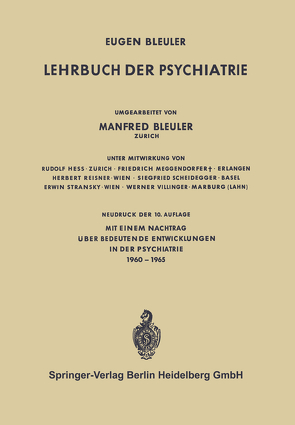 Lehrbuch der Psychiatrie von Bleuler,  Eugen, Bleuler,  Manfred