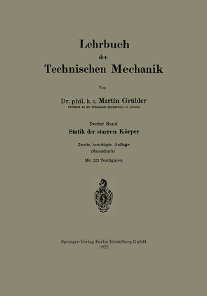 Lehrbuch der Technischen Mechanik von Grübler,  Martin