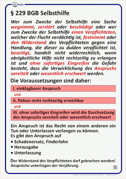 Lehrtafel § 229 BGB Selbsthilfe von Hohl,  Helmut