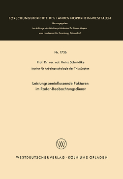 Leistungsbeeinflussende Faktoren im Radar-Beobachtungsdienst von Schmidtke,  Heinz