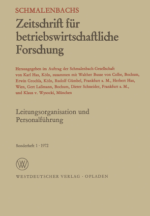 Leitungsorganisation und Personalführung von Busse von Colbe,  W.