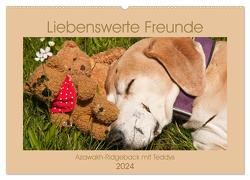 Liebenswerte Freunde – Azawakh-Ridgeback mit Teddys (Wandkalender 2024 DIN A2 quer), CALVENDO Monatskalender von Bölts,  Meike