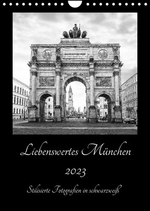 Liebenswertes München – Stilisierte Fotografien in schwarzweiß (Wandkalender 2023 DIN A4 hoch) von SusaZoom