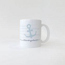 Lieblingstasse „Anker“ in blau mit Streifen | Kaffeebecher | Geburtstag | Geschenkidee für Männer | von Wirth,  Lisa