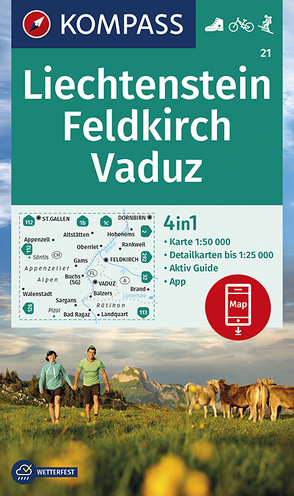 KOMPASS Wanderkarte 21 Liechstenstein, Feldkirch, Vaduz von KOMPASS-Karten GmbH
