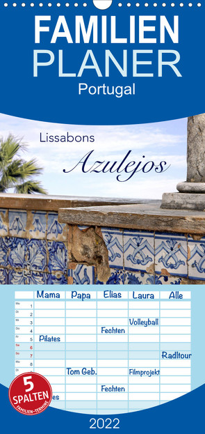 Lissabons Azulejos – Familienplaner hoch (Wandkalender 2022 , 21 cm x 45 cm, hoch) von Rütten,  Kristina