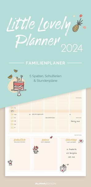 Little Lovely Planner 2024 Familienplaner – Familien-Timer – Termin-Planer – Kinder-Kalender – Familien-Kalender – 22×45