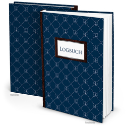 Logbuch kleine Anker Navy-blau für Segelyachten, Schiffe, Sportboote (Hardcover A4, Blankoseiten)