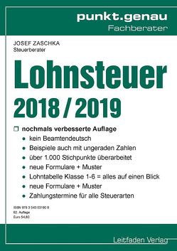 Lohnsteuer 2018 / 2019 von Josef,  Zaschka