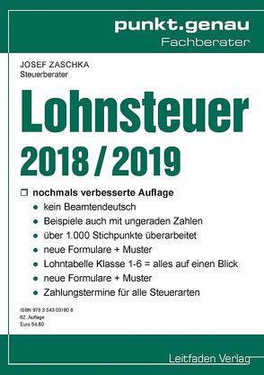 Lohnsteuer 2018 / 2019 von Josef,  Zaschka