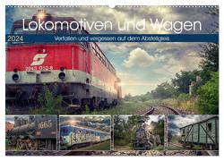 Lokomotiven und Wagen – Verfallen und vergessen auf dem Abstellgleis (Wandkalender 2024 DIN A2 quer), CALVENDO Monatskalender von Felber,  Monika